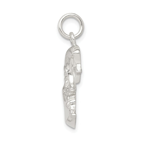 Sterling Silver Pendant with Crescent Moon Face and Star, Celestial Lunar Design