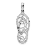 Sterling Silver Flip Flop Pendant with Red Enamel and Heart Design, Beach Charm for Women