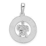 Sterling Silver Turtle Pendant with Green Enamel Accents, Tropical Ocean Theme