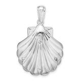 Sterling Silver Dolphin Pendant with Blue Seashell Background and Wave Design