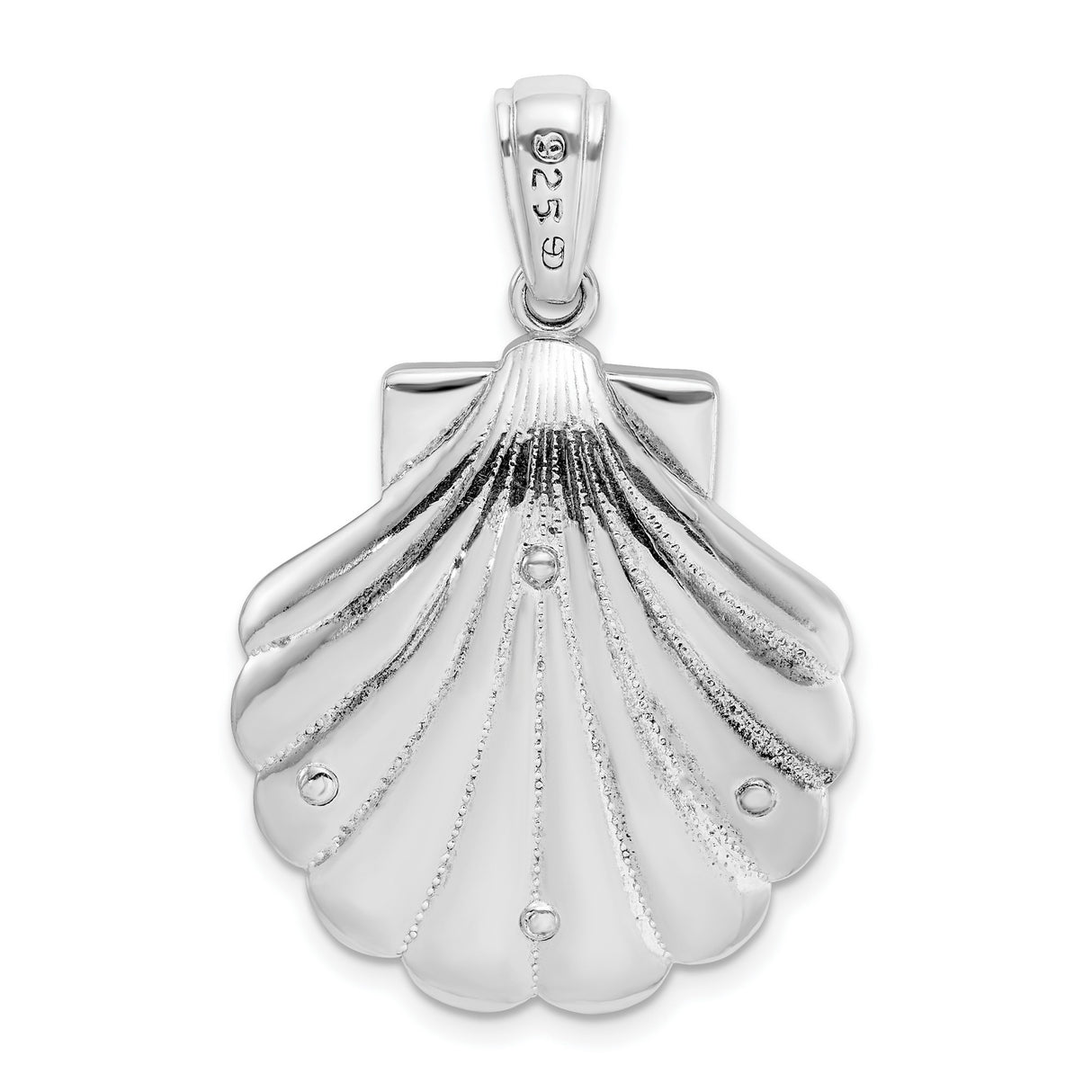 Sterling Silver Seahorse Pendant with Blue Enamel Scallop Shell and Coral Accents, Nautical Theme