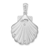 Sterling Silver Seashell Pendant with Blue Enamel, Starfish and Coral Design