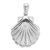 Sterling Silver Nautical Pendant with Palm Trees, Anchor and Blue Scallop Shell