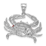 Sterling Silver Crab Pendant with Blue and Red Enamel, Nautical Zodiac Design