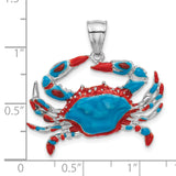 Sterling Silver Crab Pendant with Blue and Red Enamel, Nautical Zodiac Design