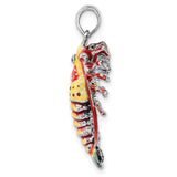 Sterling Silver Lobster Pendant with Red Yellow Green Enamel, Nautical Charm for Ocean Lovers