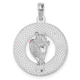 Sterling Silver Pendant with Pink Enamel Conch Shell, Nautical Coastal Charm