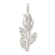 Sterling Silver Rose Pendant with Blooming Rose and Leaf Design for Women