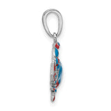 Sterling Silver Crab Pendant with Blue and Red Enamel, Zodiac Cancer Sign Charm