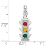 Sterling Silver Traffic Light Pendant with Red, Yellow, and Green Enamel Accents