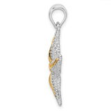 Sterling Silver Pendant, Two-Tone Gold Starfish Design, Nautical Coastal Style