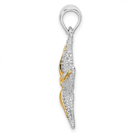 Sterling Silver Pendant, Two-Tone Gold Starfish Design, Nautical Coastal Style