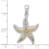 Sterling Silver Pendant, Two-Tone Gold Starfish Design, Nautical Coastal Style