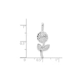 Sterling Silver Rose Pendant with Blooming Flower and Leaf Detail for Women