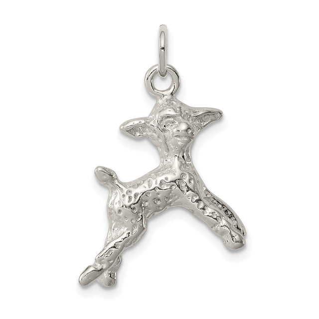 Sterling Silver Deer Pendant, Leaping Fawn Wildlife Charm with Nature Design for Women