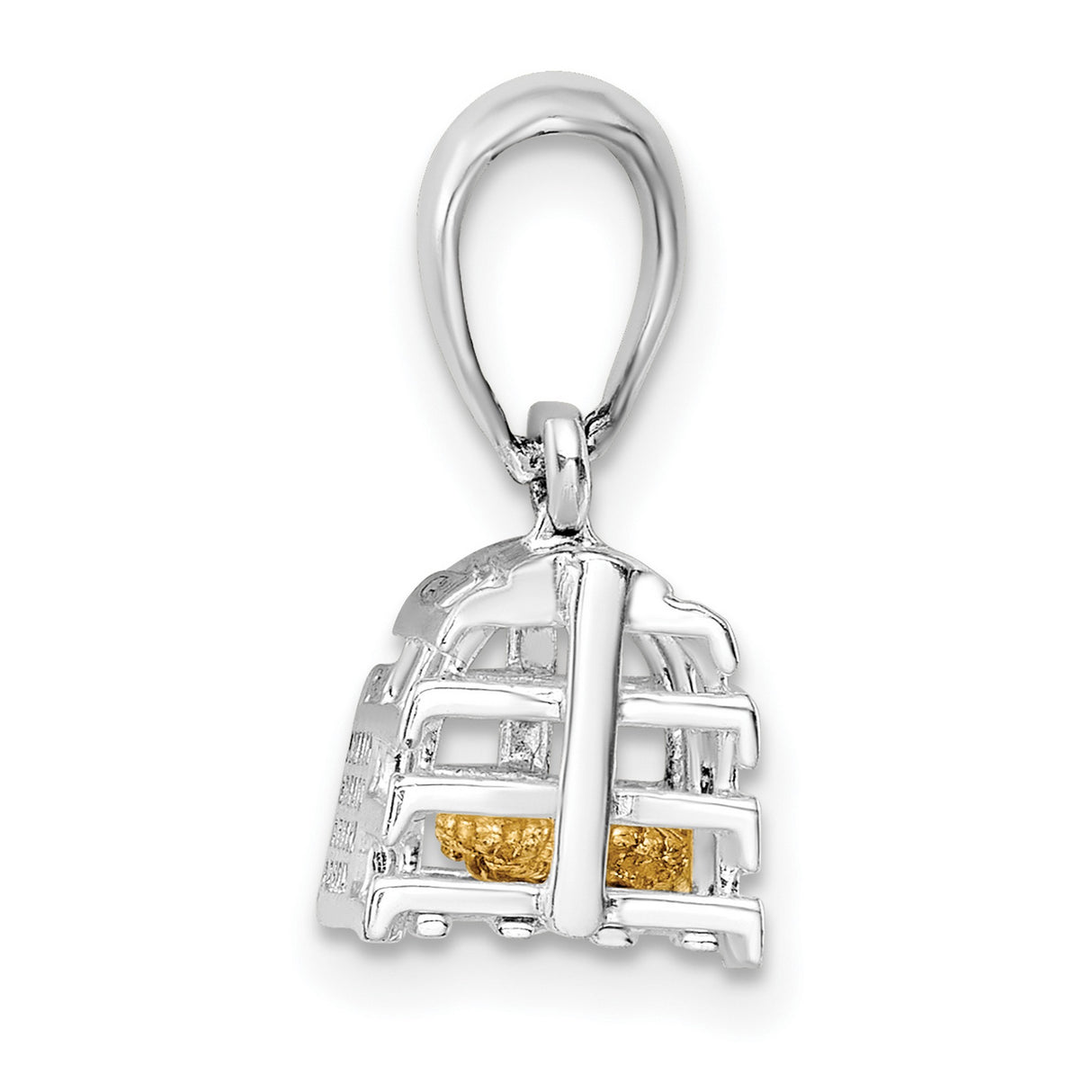 Polished Moveable 3-D Trap with Lobster Charm Pendant in Real 925 Sterling Silver
