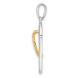 Sterling Silver Flip-Flop Pendant with 14k Gold Flower Accent, Tropical Summer Theme