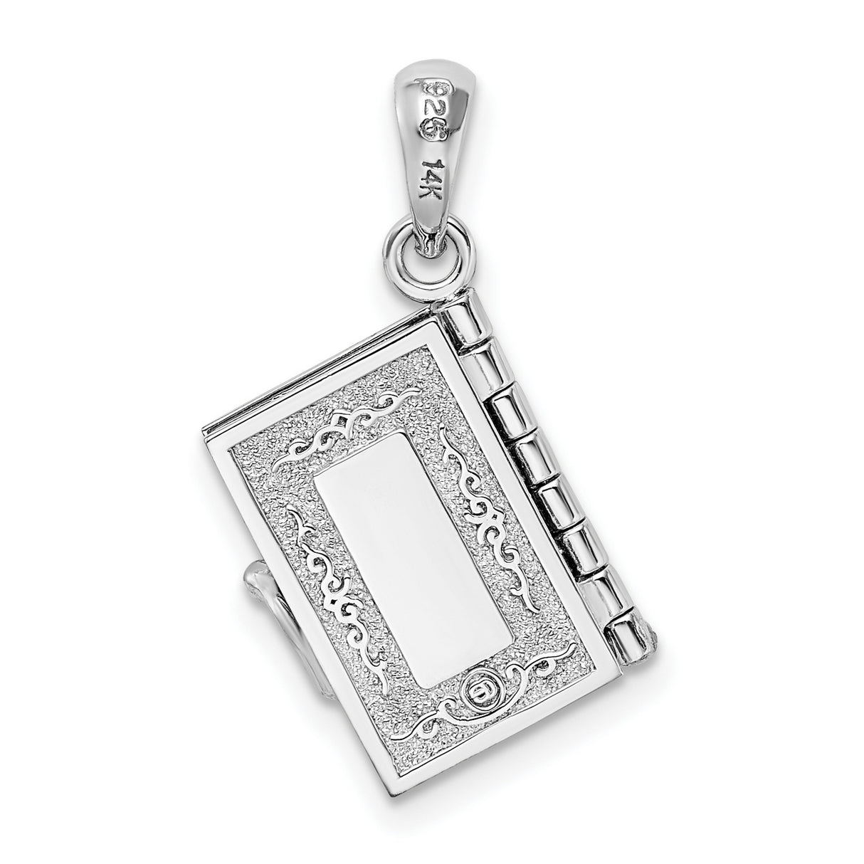 Textured Lords Prayer Bible with Cross Charm Pendant in Real 925 Sterling Silver