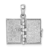 Textured Lords Prayer Bible with Cross Charm Pendant in Real 925 Sterling Silver