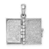 Textured Lords Prayer Bible with Cross Charm Pendant in Real 925 Sterling Silver