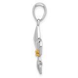 Sterling Silver Pendant, Two-Tone Fleur-de-Lis Cross, Christian Symbol, French Heritage Design