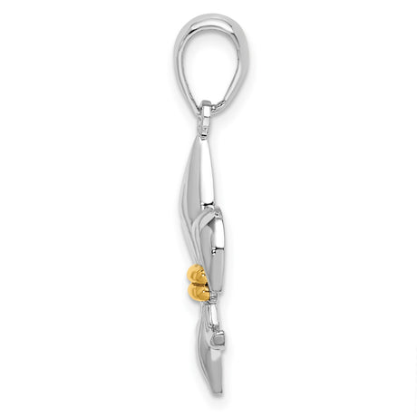 Sterling Silver Pendant, Two-Tone Fleur-de-Lis Cross, Christian Symbol, French Heritage Design