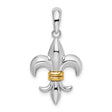Sterling Silver Pendant, Two-Tone Fleur-de-Lis Cross, Christian Symbol, French Heritage Design