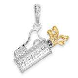 Sterling Silver Layered Necklace with Cubic Zirconia Pendant, Dainty Double Strand Style