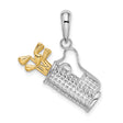 Sterling Silver Layered Necklace with Cubic Zirconia Pendant, Dainty Double Strand Style