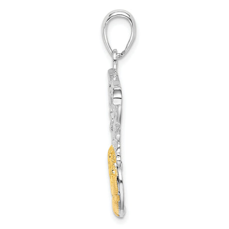Sterling Silver Basketball Pendant with 14k Gold Two Tone Design, Sports Charm for Athletes and Fans