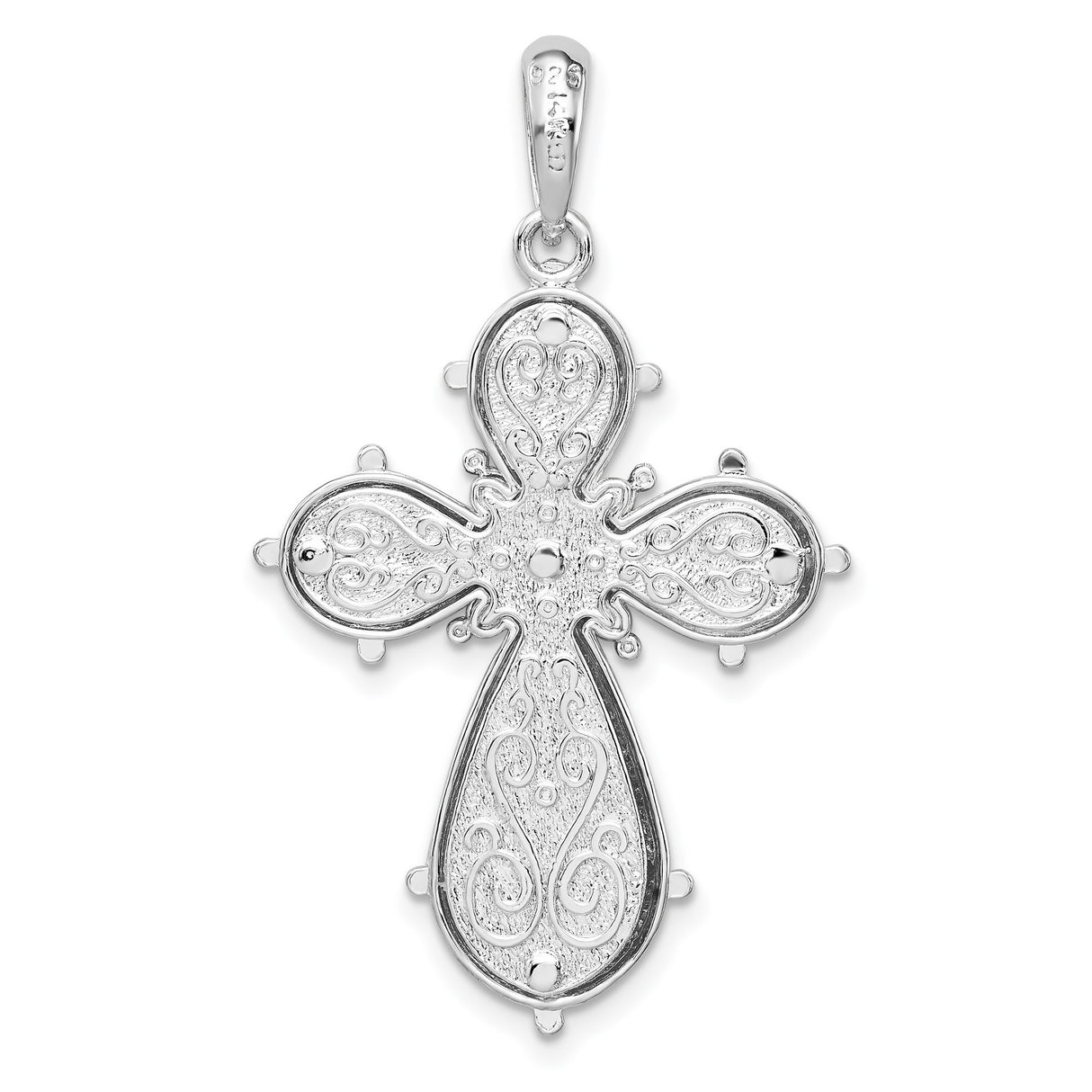 Sterling Silver Filigree Cross Pendant with Gold Accent, Vintage Floral Religious Design