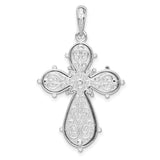 Sterling Silver Filigree Cross Pendant with Gold Accent, Vintage Floral Religious Design