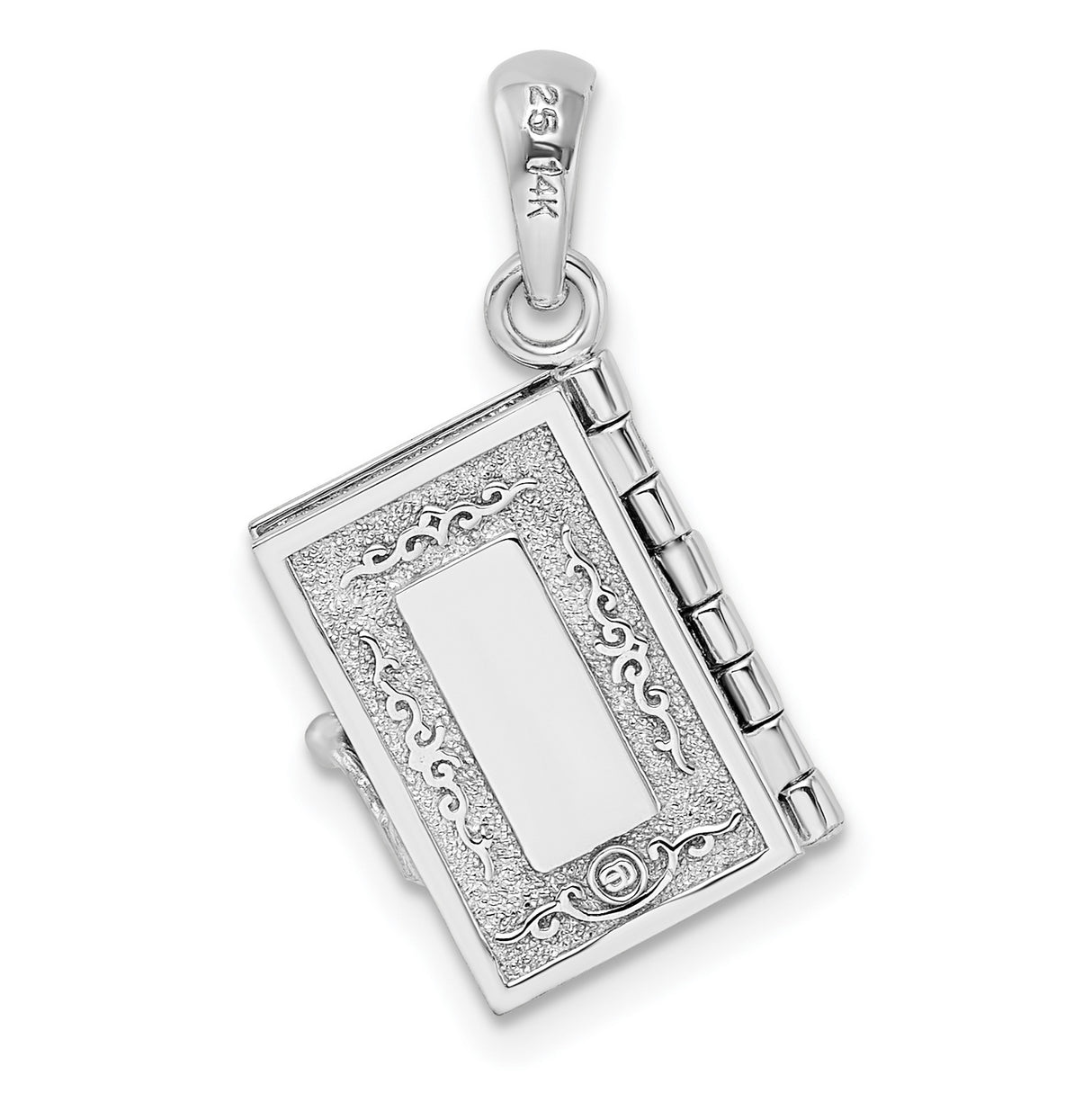 Textured 3D Lords Prayer Holy Bible with Charm Pendant in Real 925 Sterling Silver