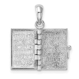 Textured 3D Lords Prayer Holy Bible with Charm Pendant in Real 925 Sterling Silver