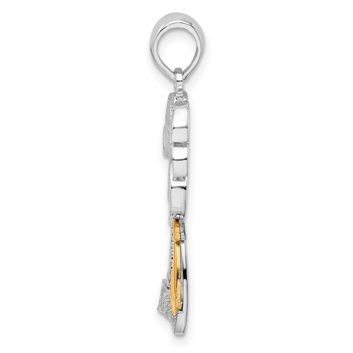 Sterling Silver Palm Tree Sailboat Pendant, Two-Tone Nautical Island Design for Women or Unisex Wear