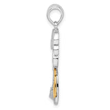 Sterling Silver Palm Tree Sailboat Pendant, Two-Tone Nautical Island Design for Women or Unisex Wear