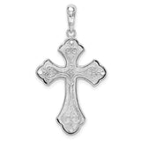 Sterling Silver Filigree Cross Pendant with Gold Accents, Textured Arms, Religious Design