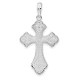 Sterling Silver Cross Pendant with Gold Accent, Baroque Flared Tips and Textured Edge