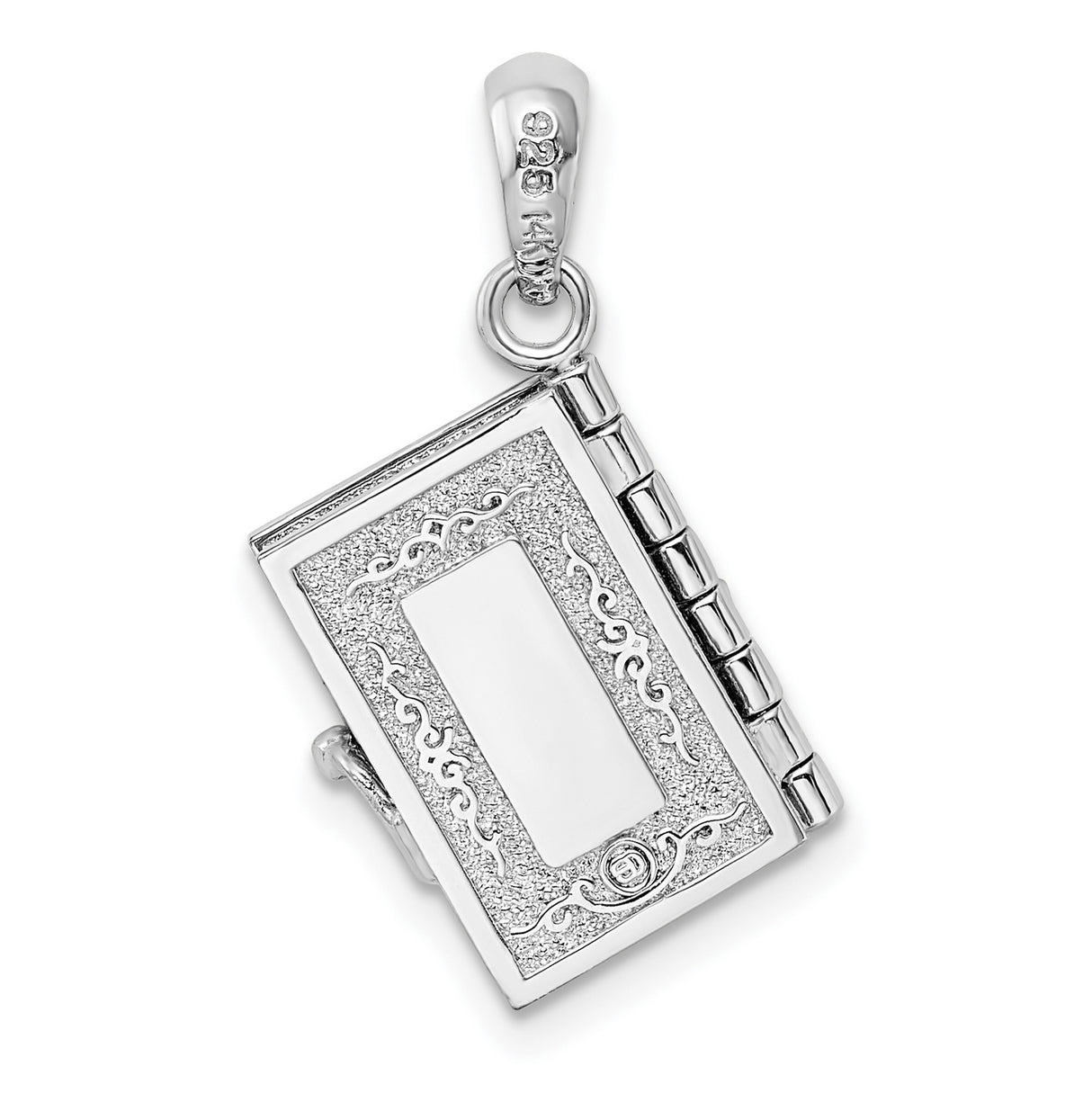 Polished 3D Lords Prayer Holy Bible Charm Pendant in Real 925 Sterling Silver