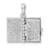 Polished 3D Lords Prayer Holy Bible Charm Pendant in Real 925 Sterling Silver