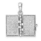 Polished 3D Lords Prayer Holy Bible Charm Pendant in Real 925 Sterling Silver