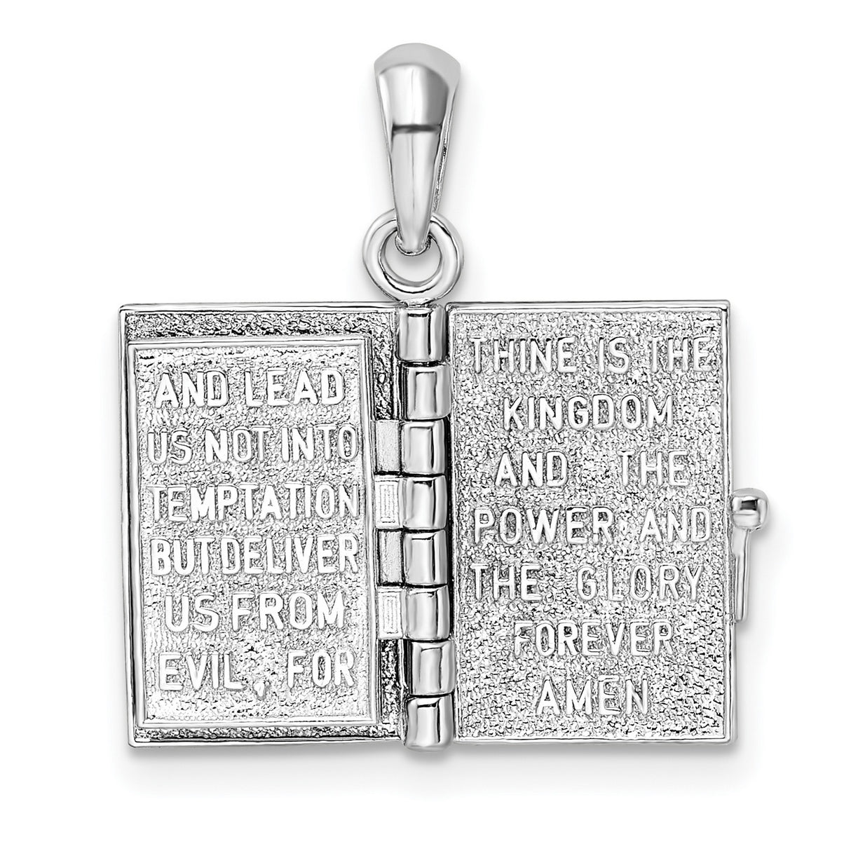 Polished 3D Lords Prayer Holy Bible Charm Pendant in Real 925 Sterling Silver