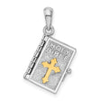 Polished 3D Lords Prayer Holy Bible Charm Pendant in Real 925 Sterling Silver