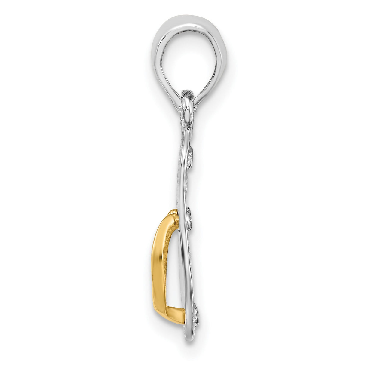 Sterling Silver Flip Flop Pendant, Two-Tone with 14k Gold, Textured Sandal Beach Charm for Women