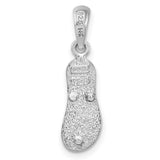 Sterling Silver Flip Flop Pendant, Two-Tone with 14k Gold, Textured Sandal Beach Charm for Women