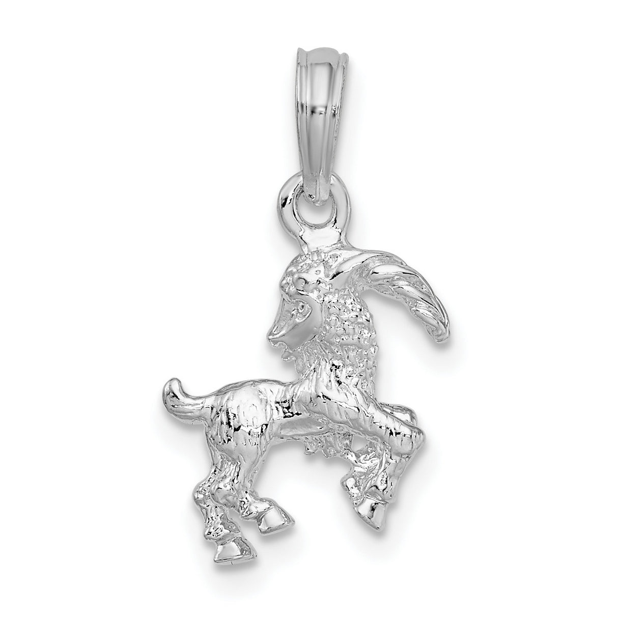 Polished 3D Capricorn Zodiac Charm Pendant in Real 925 Sterling Silver