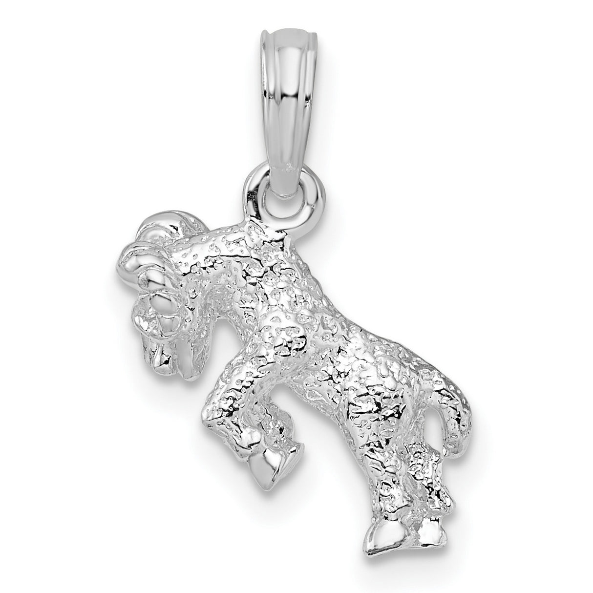 Polished 3D Aries Zodiac Charm Pendant in Real 925 Sterling Silver