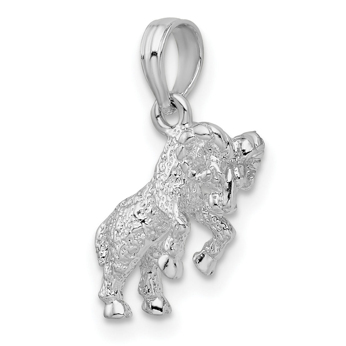 Polished 3D Aries Zodiac Charm Pendant in Real 925 Sterling Silver