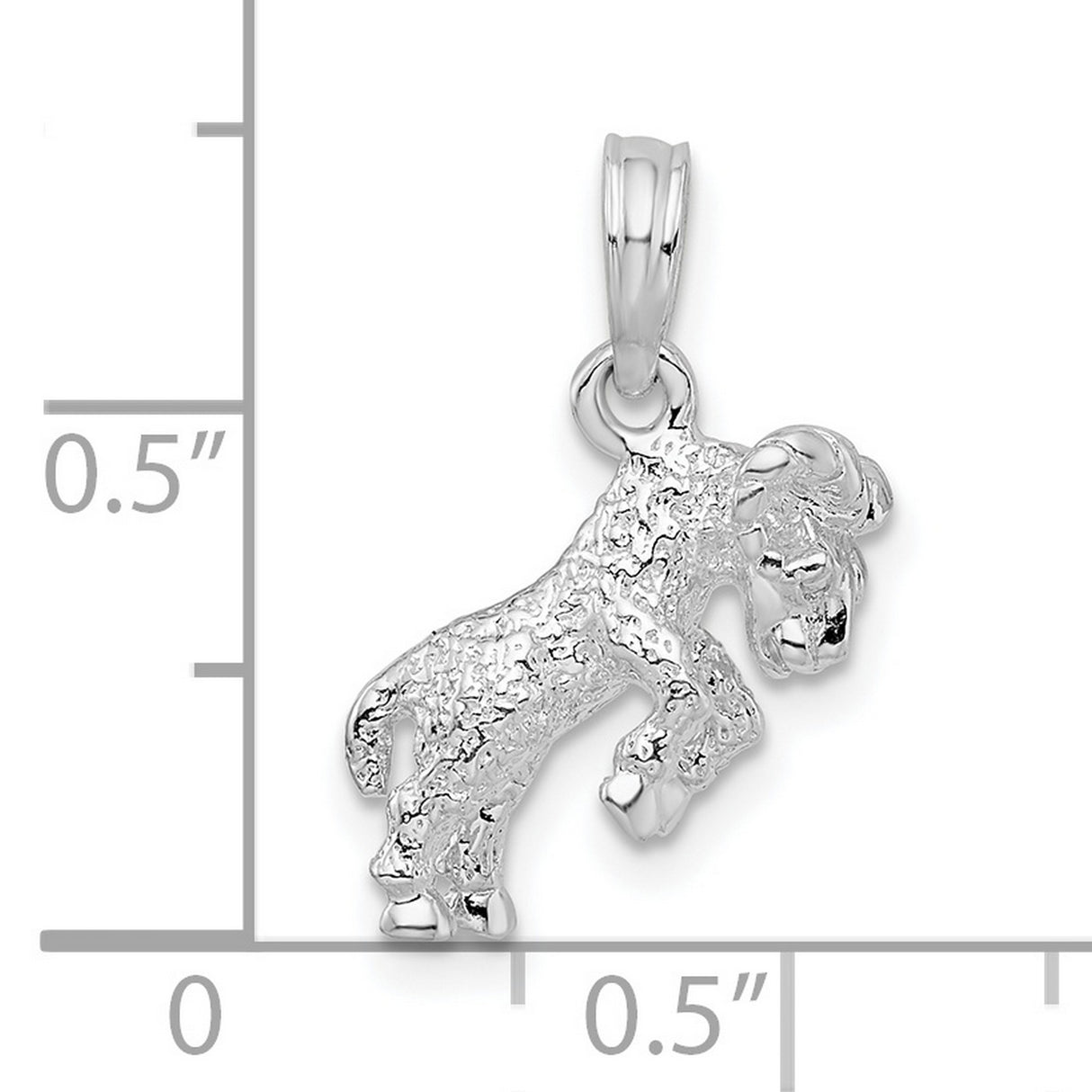 Polished 3D Aries Zodiac Charm Pendant in Real 925 Sterling Silver