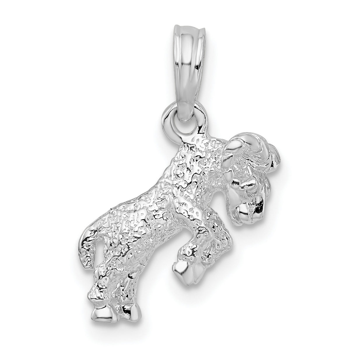 Polished 3D Aries Zodiac Charm Pendant in Real 925 Sterling Silver